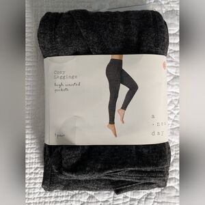 A New Day Womens Cozy Seamless Leggings High Waisted Black XL 16